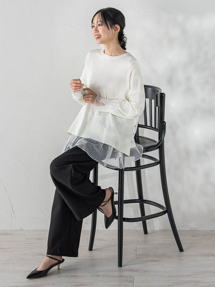 チュールドットチュニックプルオーバー≪洗濯機で洗える≫