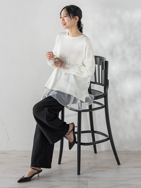 チュールドットチュニックプルオーバー≪洗濯機で洗える≫