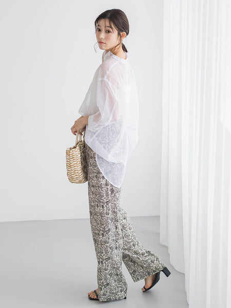 【WEB限定】シアーリネンライクBACKリボンシャツ≪手洗い可能≫
