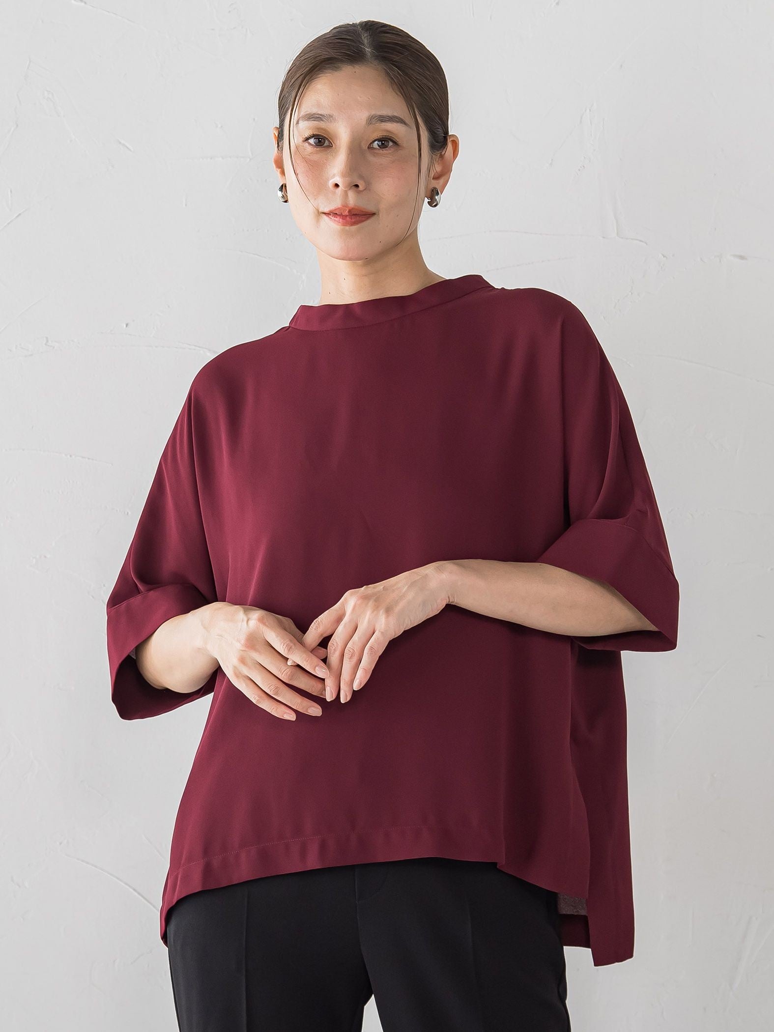 【大きいサイズ】サテントッパーブラウス