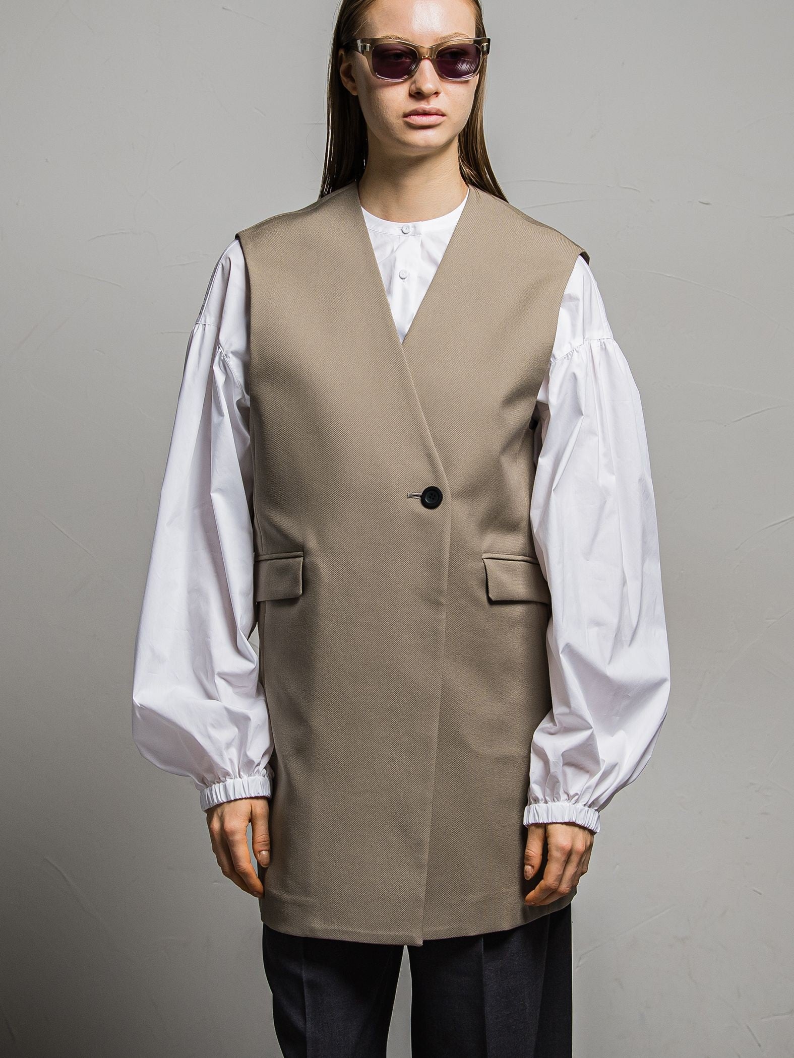 TWギャバジン　スリーブレスコート