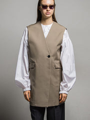 TWギャバジン　スリーブレスコート