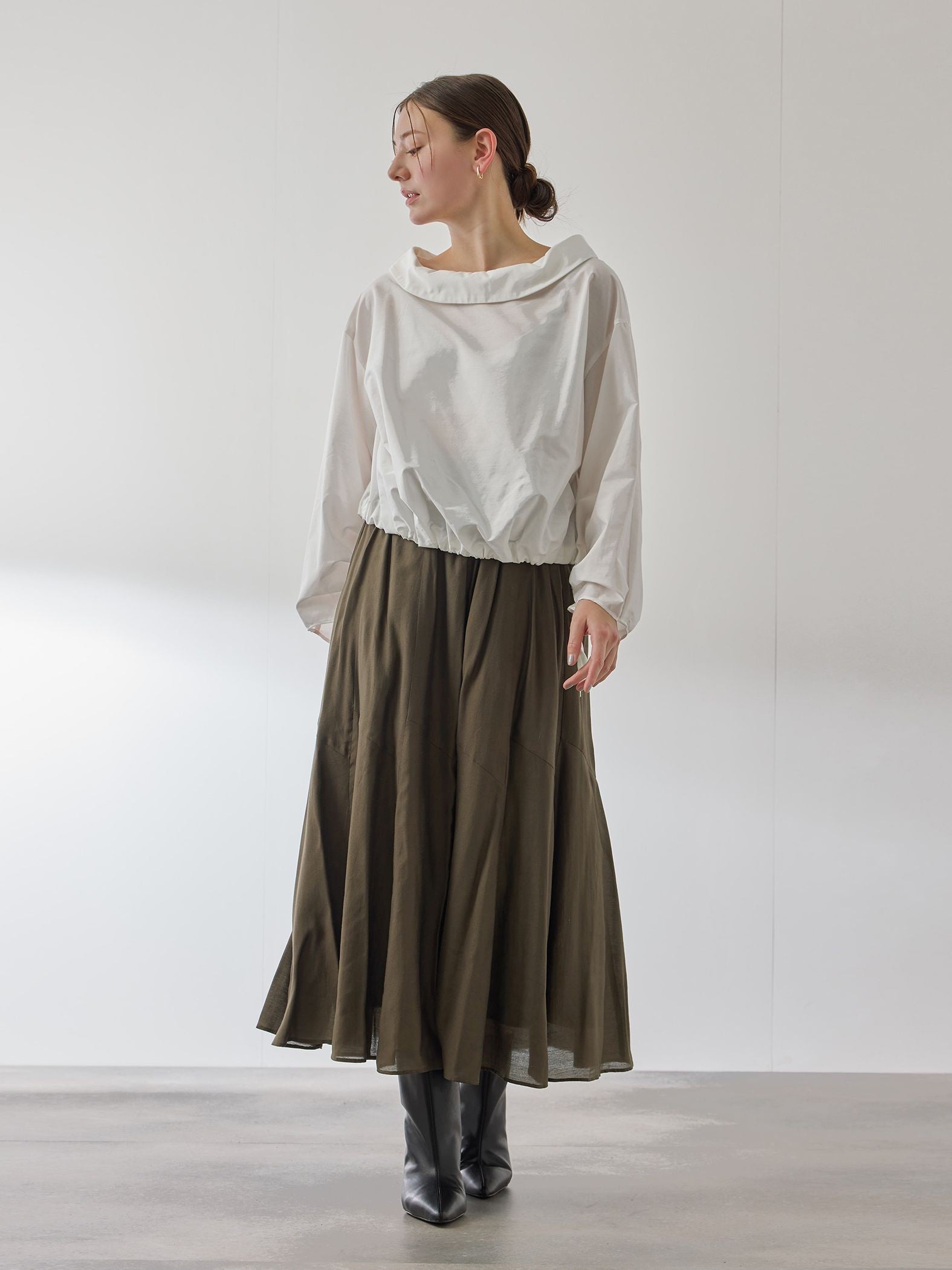 シルキーローンウエストプリーツスカート≪手洗い可能≫