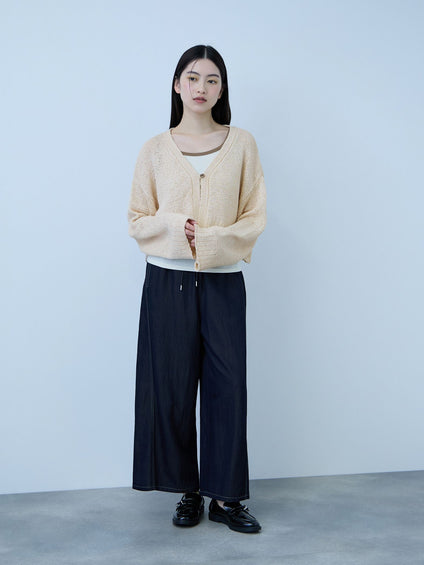 テープヤーンショート丈カーディガン