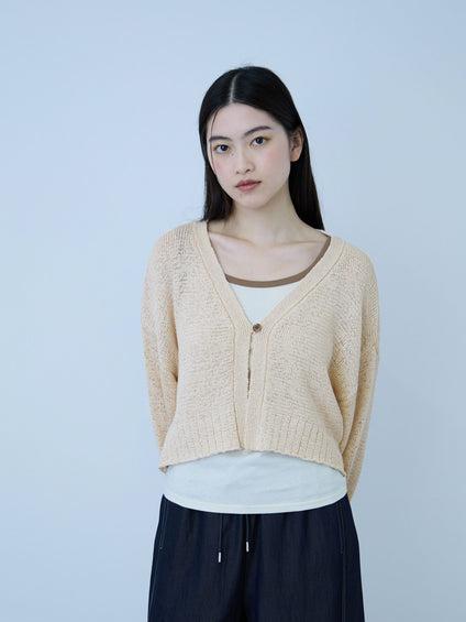 テープヤーンショート丈カーディガン