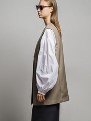 TWギャバジン　スリーブレスコート