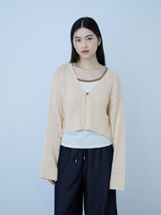 テープヤーンショート丈カーディガン