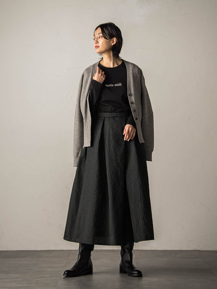 型押しジャガードタックフレアスカート≪手洗い可能≫