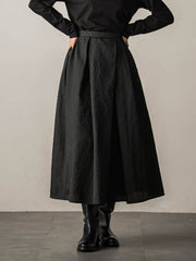 型押しジャガードタックフレアスカート≪手洗い可能≫