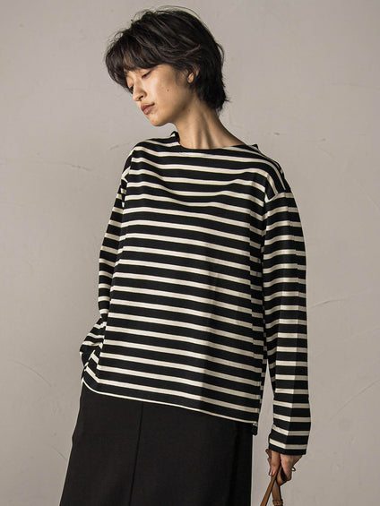 【WEB限定】ボーダーロングTシャツ≪洗濯機で洗える≫