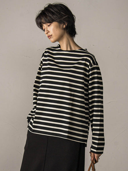 【WEB限定】ボーダーロングTシャツ≪洗濯機で洗える≫