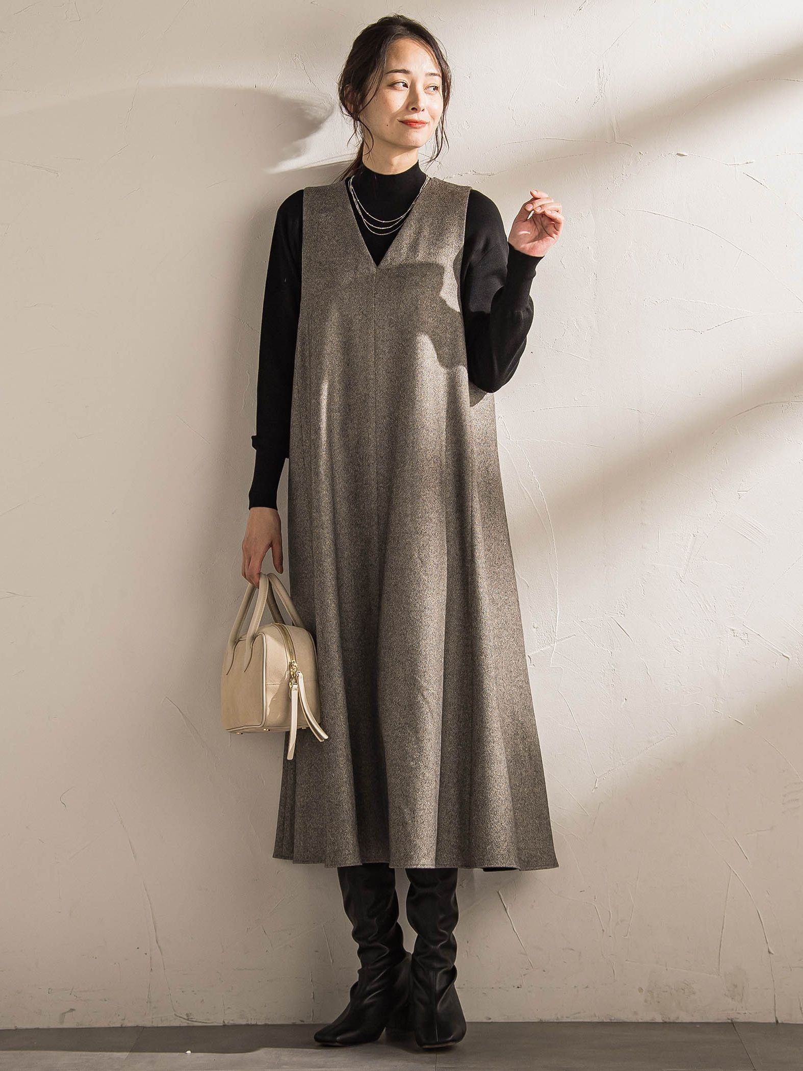 ラメシックツイードワンピース≪洗える≫