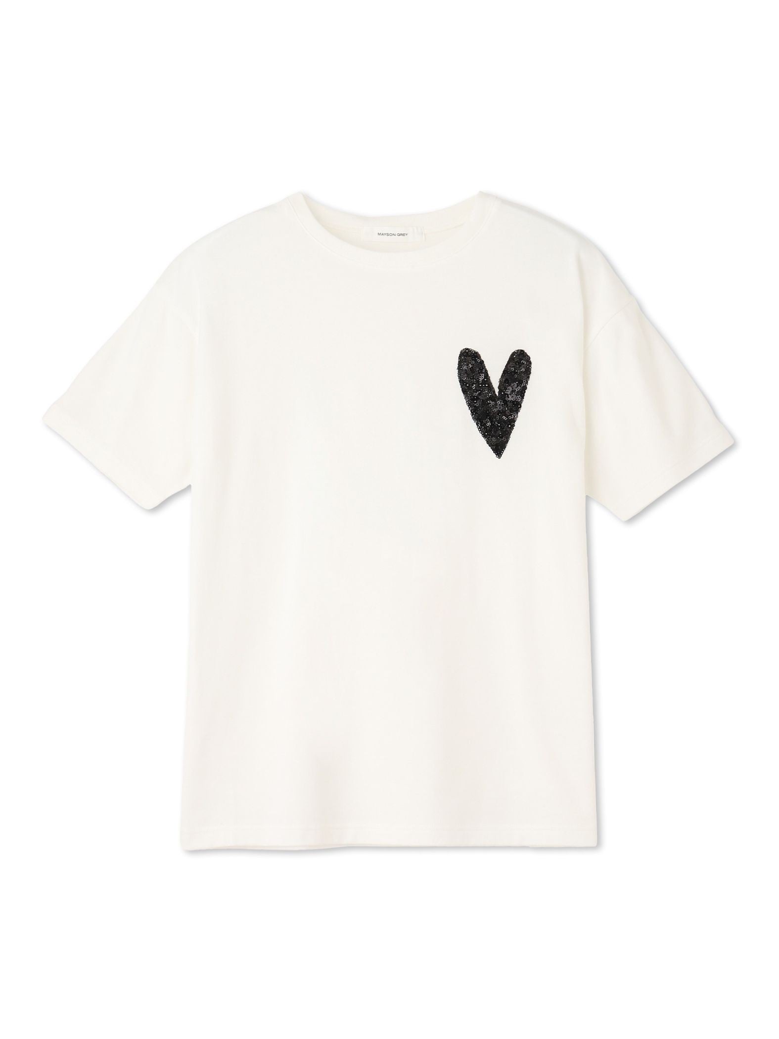 スパンコールハート刺繍Tシャツ≪洗濯機で洗える≫