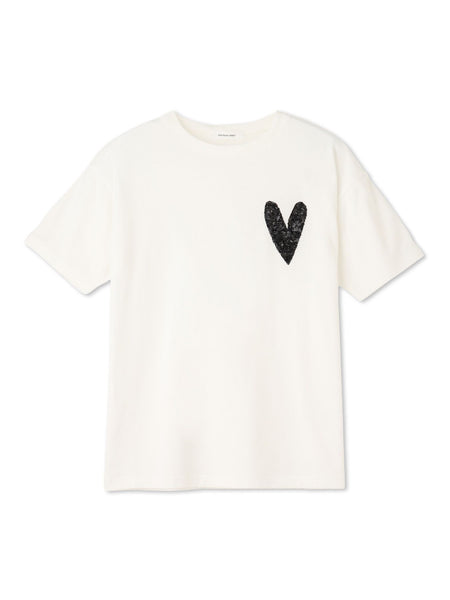 スパンコールハート刺繍Tシャツ≪洗濯機で洗える≫