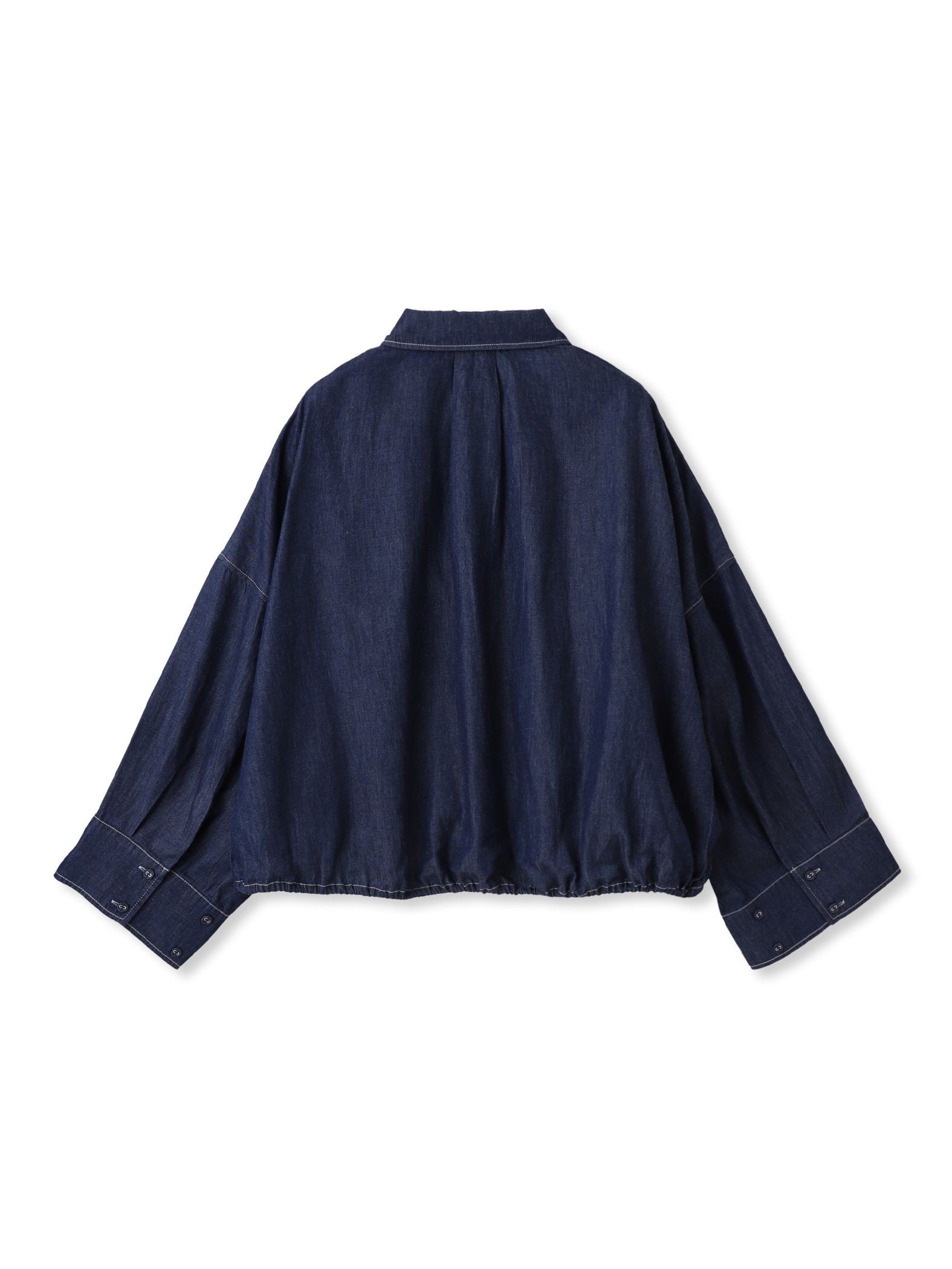 【WEB限定】ドロストクロップドデニムシャツ≪洗濯機で洗える≫