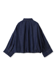 【WEB限定】ドロストクロップドデニムシャツ≪洗濯機で洗える≫