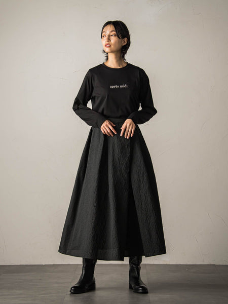 型押しジャガードタックフレアスカート≪手洗い可能≫