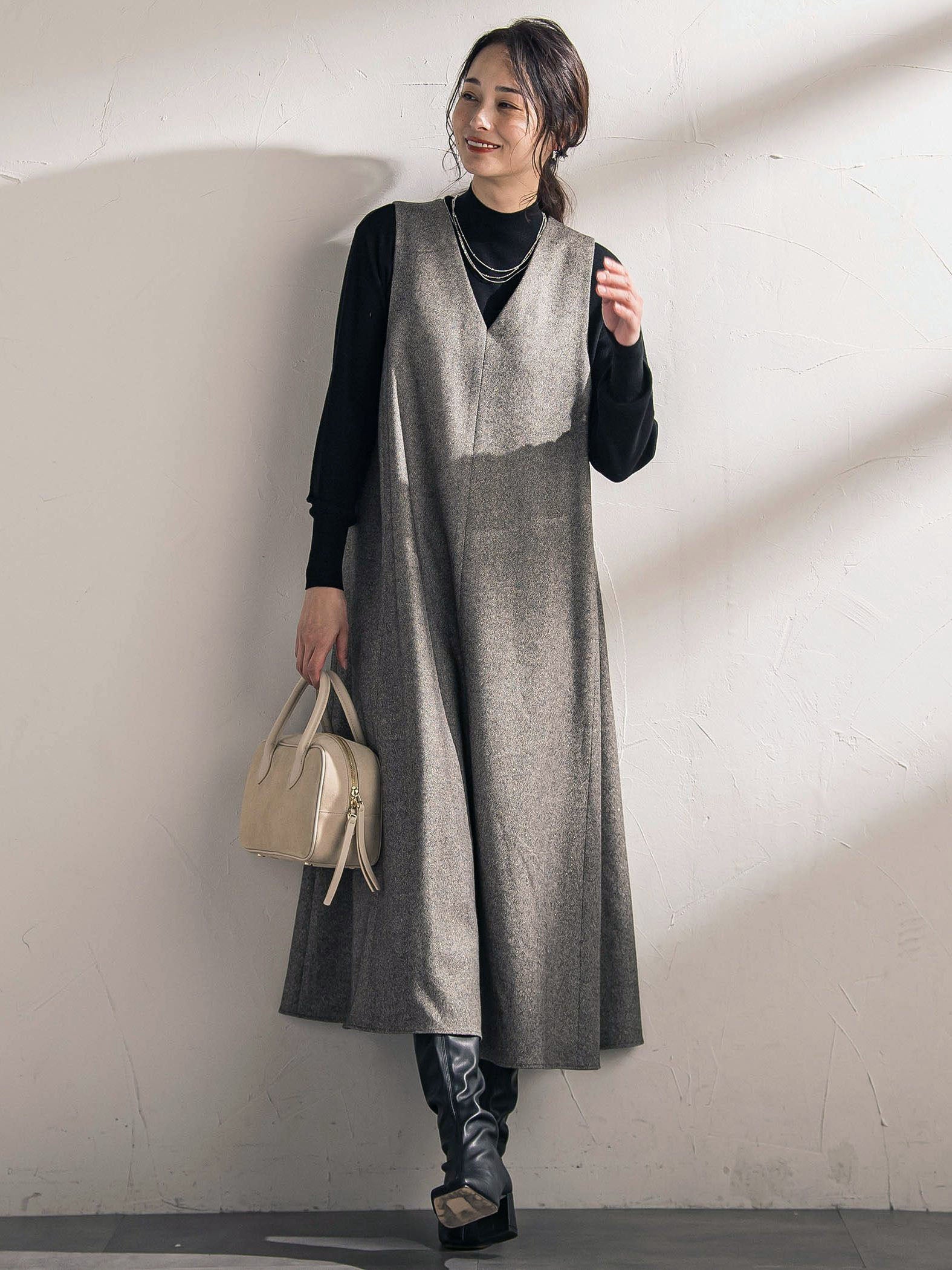 ラメシックツイードワンピース≪洗える≫