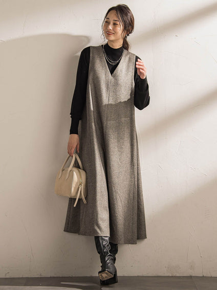 ラメシックツイードワンピース≪洗える≫
