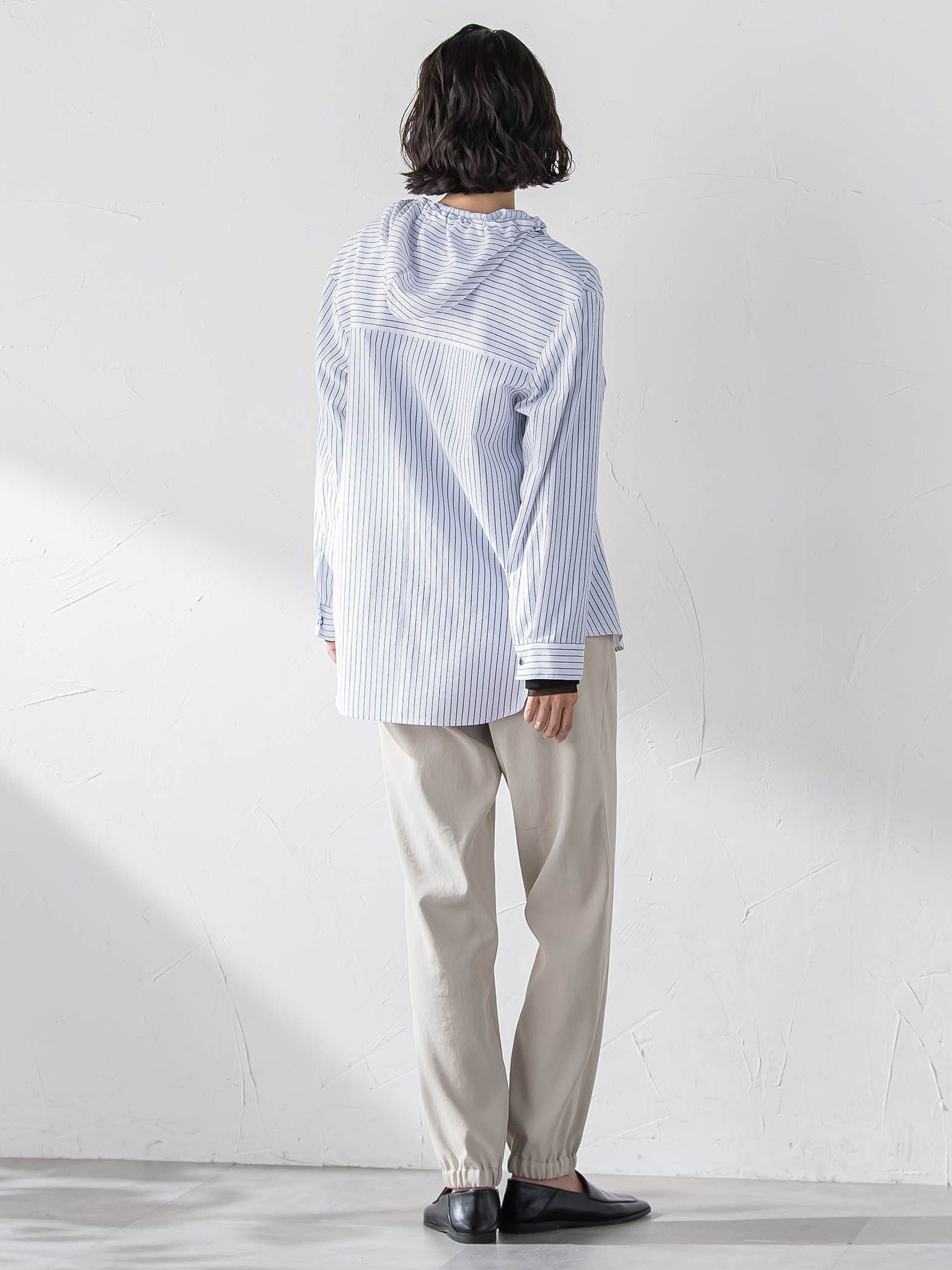 【大きいサイズ】ドビーストライプフードシャツ