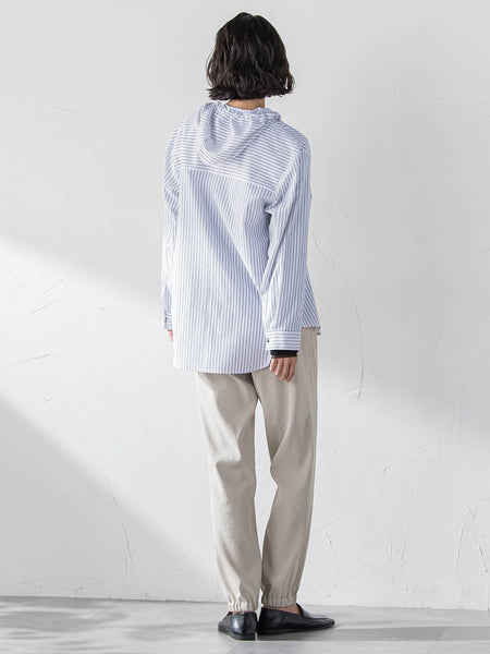 【大きいサイズ】ドビーストライプフードシャツ