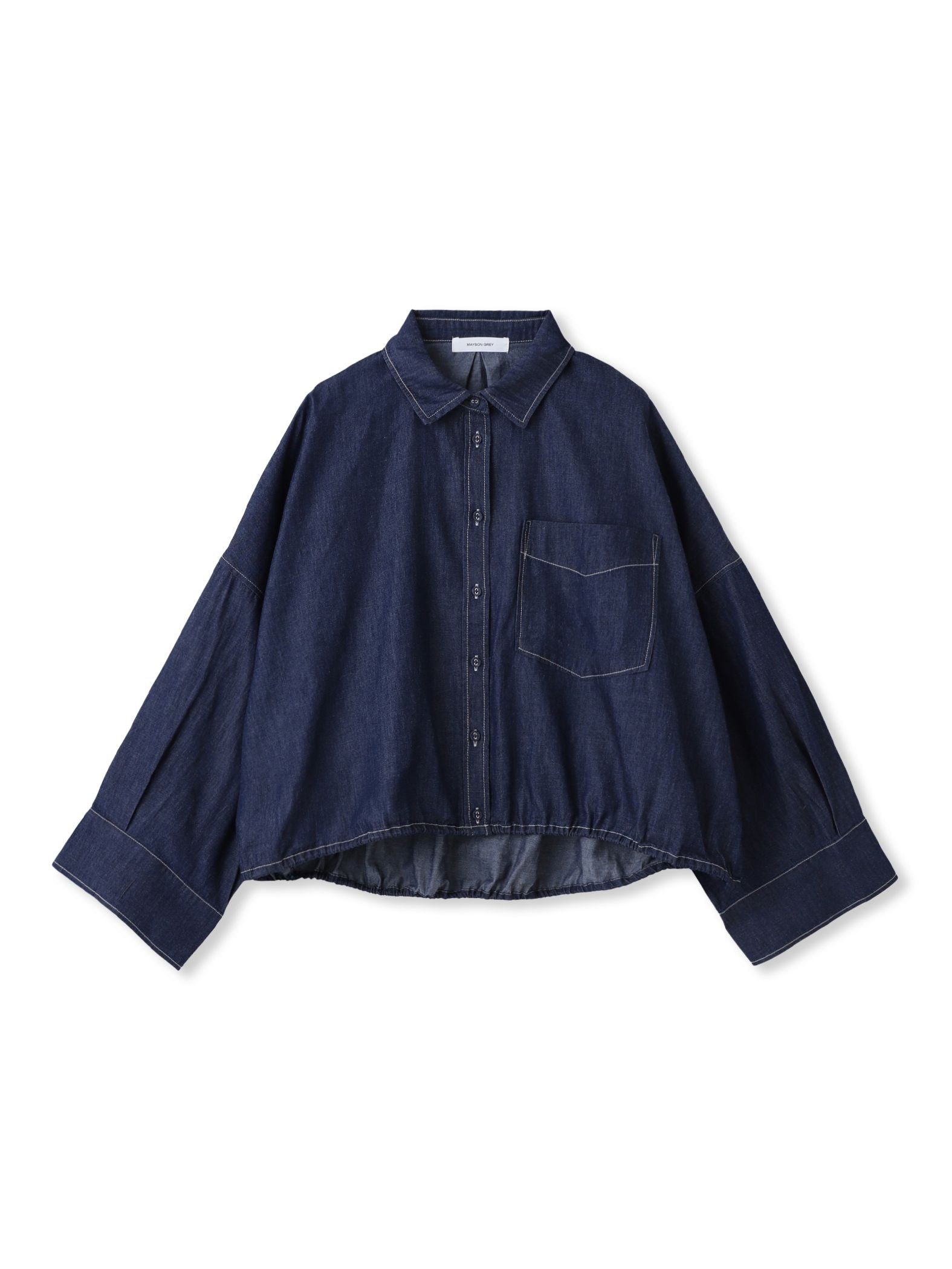 【WEB限定】ドロストクロップドデニムシャツ≪洗濯機で洗える≫