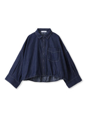 【WEB限定】ドロストクロップドデニムシャツ≪洗濯機で洗える≫