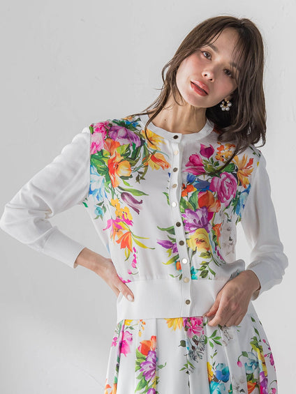 ビッグフラワーブーケカーディガン