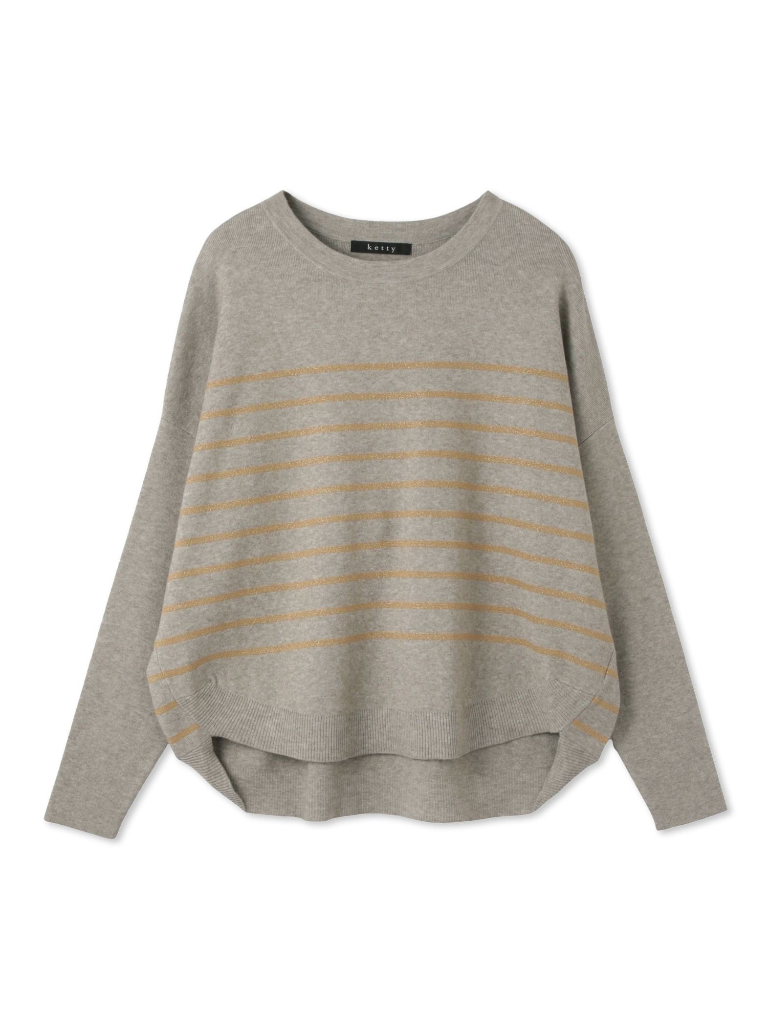 ラメボーダーウォッシャブルコクーンニット≪洗濯機で洗える≫