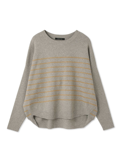 ラメボーダーウォッシャブルコクーンニット≪洗濯機で洗える≫