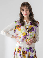 【KEITA KAWASAKI × Viaggio Bluコラボ】パンジープリントカーディガン