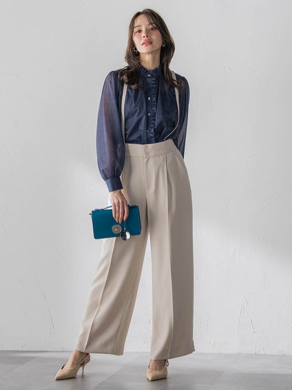 オーガンジーデニムブラウス