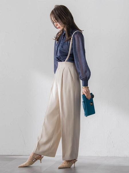 オーガンジーデニムブラウス