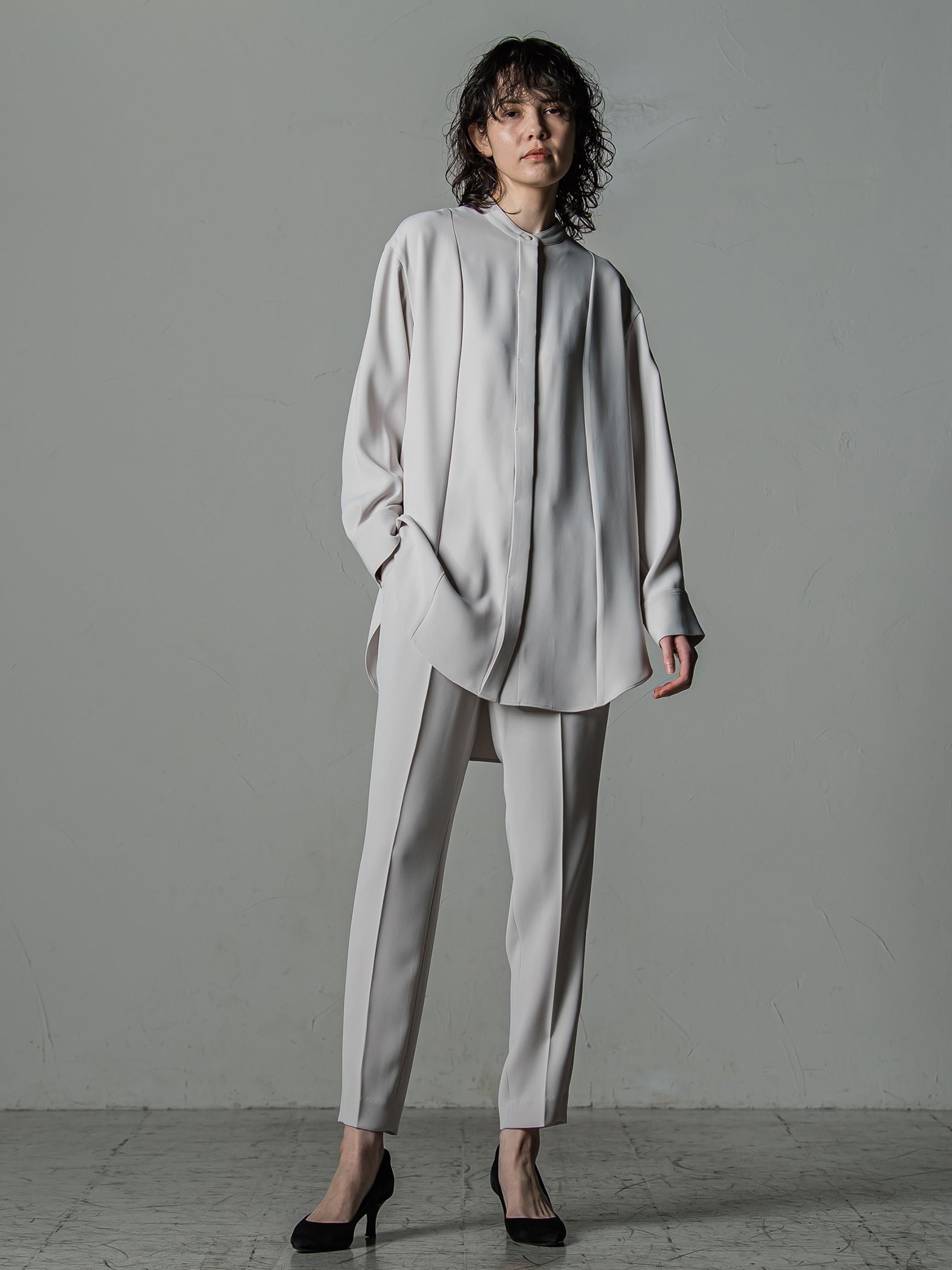 ダブルクロス2WAYロングシャツブラウス≪洗濯機で洗える/セットアップ対応≫