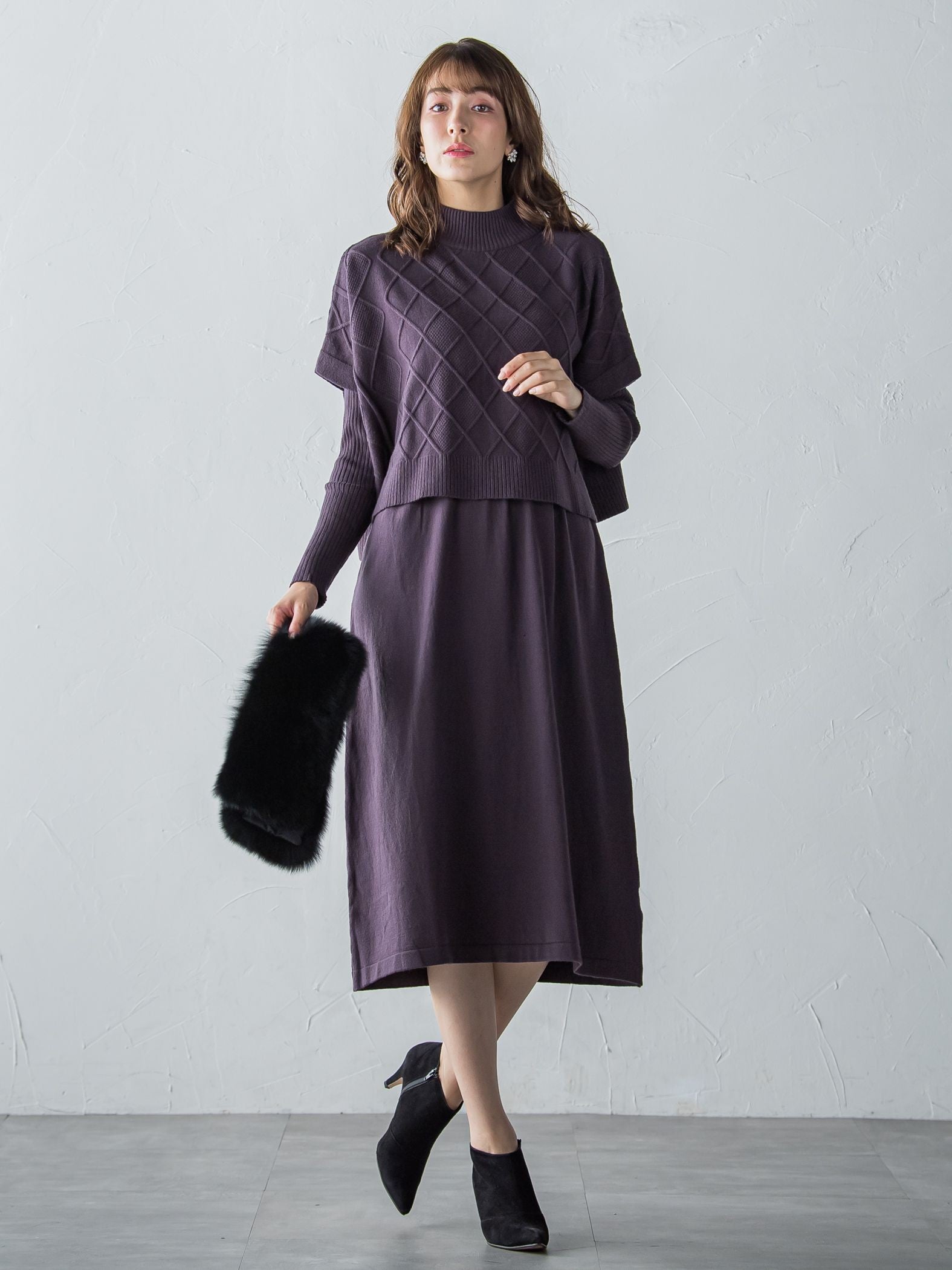 ケーブルTOPS＆ニットワンピースSET ≪手洗い可能≫