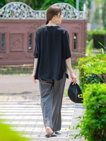【WEB限定/大きいサイズ】ハイテンションワイドパンツ≪洗濯機で洗える≫