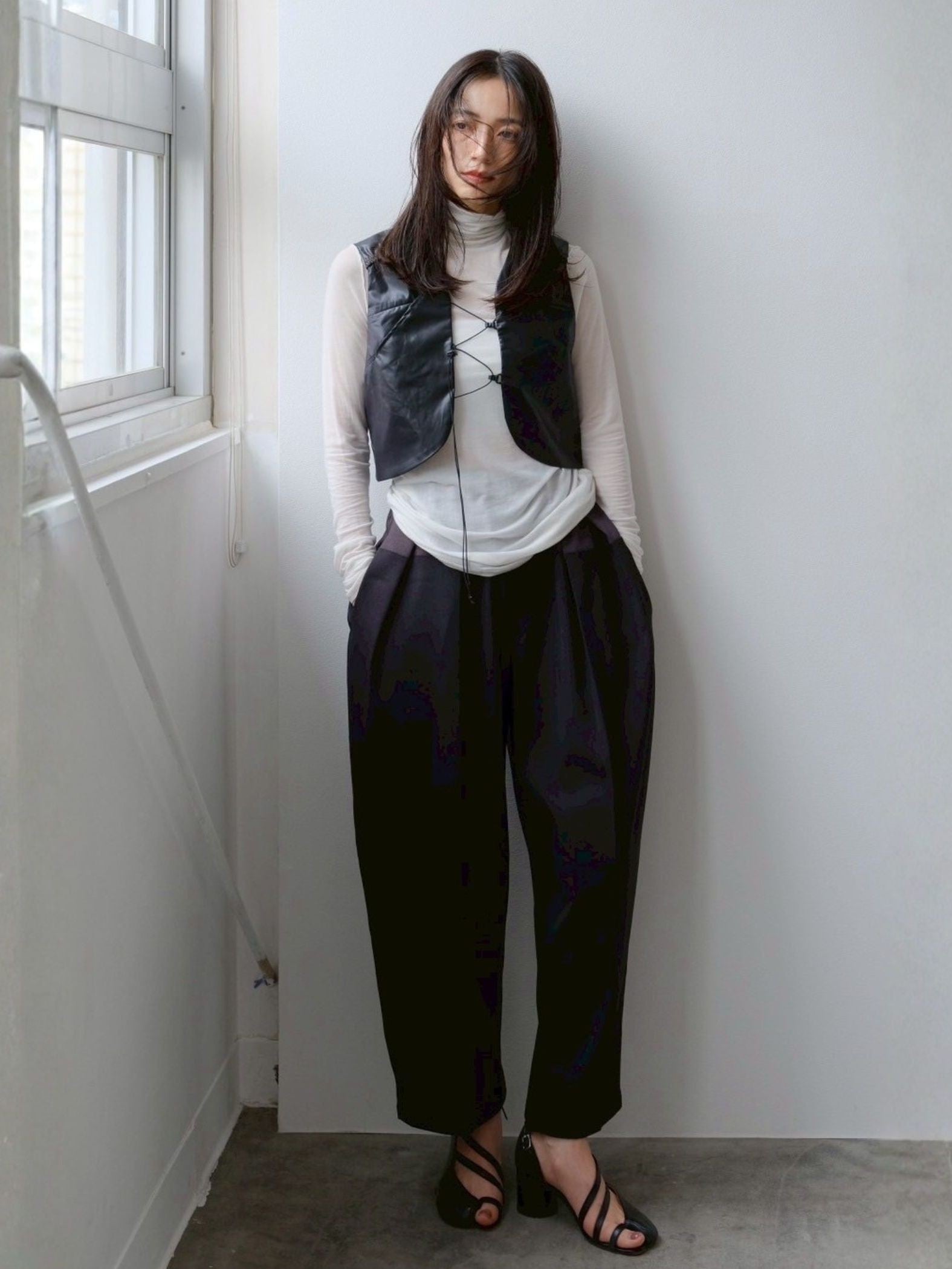 Bicolor curve pants【日本製】≪手洗い可能≫