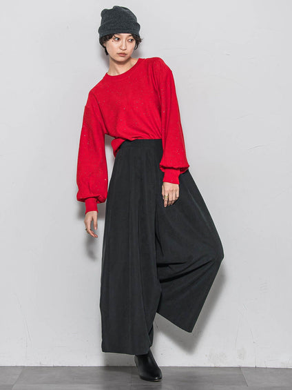 ミニスパンコールクルーネックニット≪手洗い可能≫