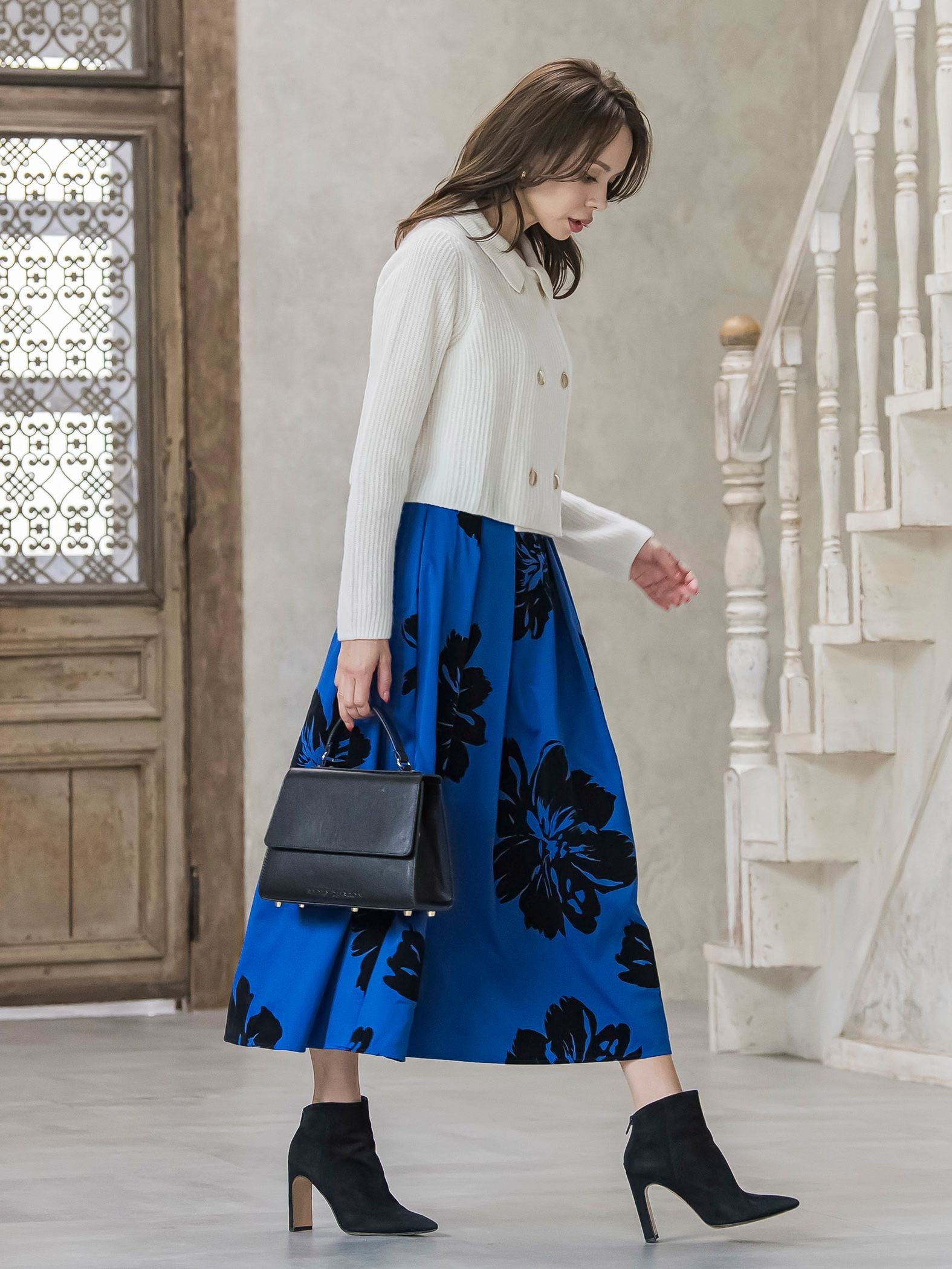 ビッグフラワーフロッキースカート