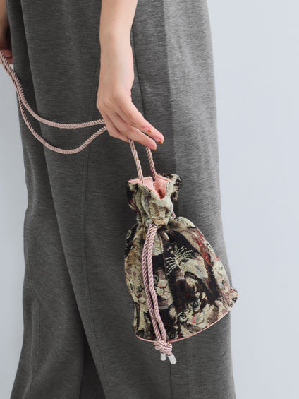 ジャガード巾着ミニバッグ