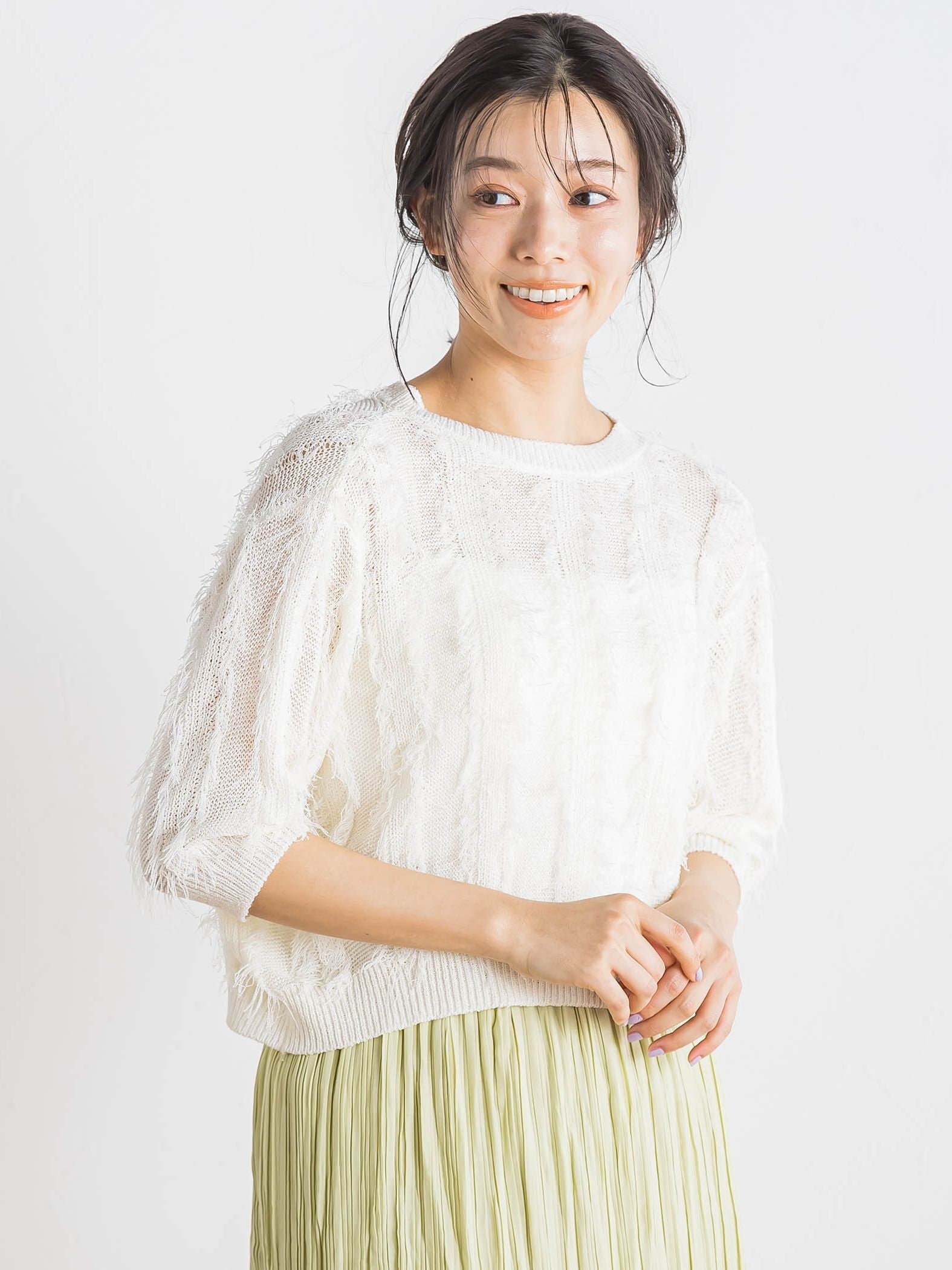 フリンジニットプルオーバー≪手洗い可能≫