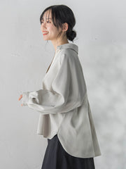 【WEB限定】パウダーストレッチ合わせネックブラウス≪手洗い可能≫