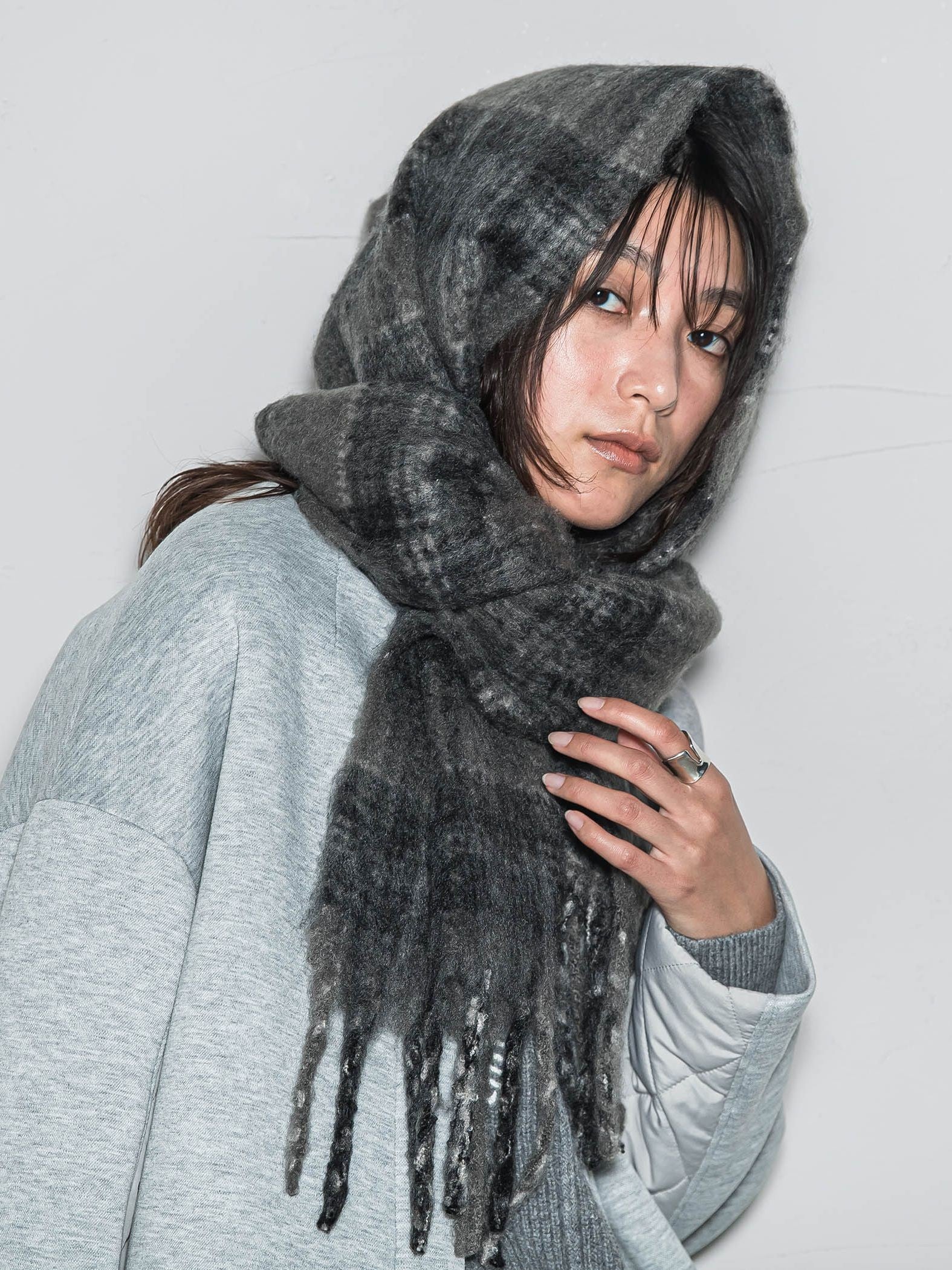 ブークレチェックストール