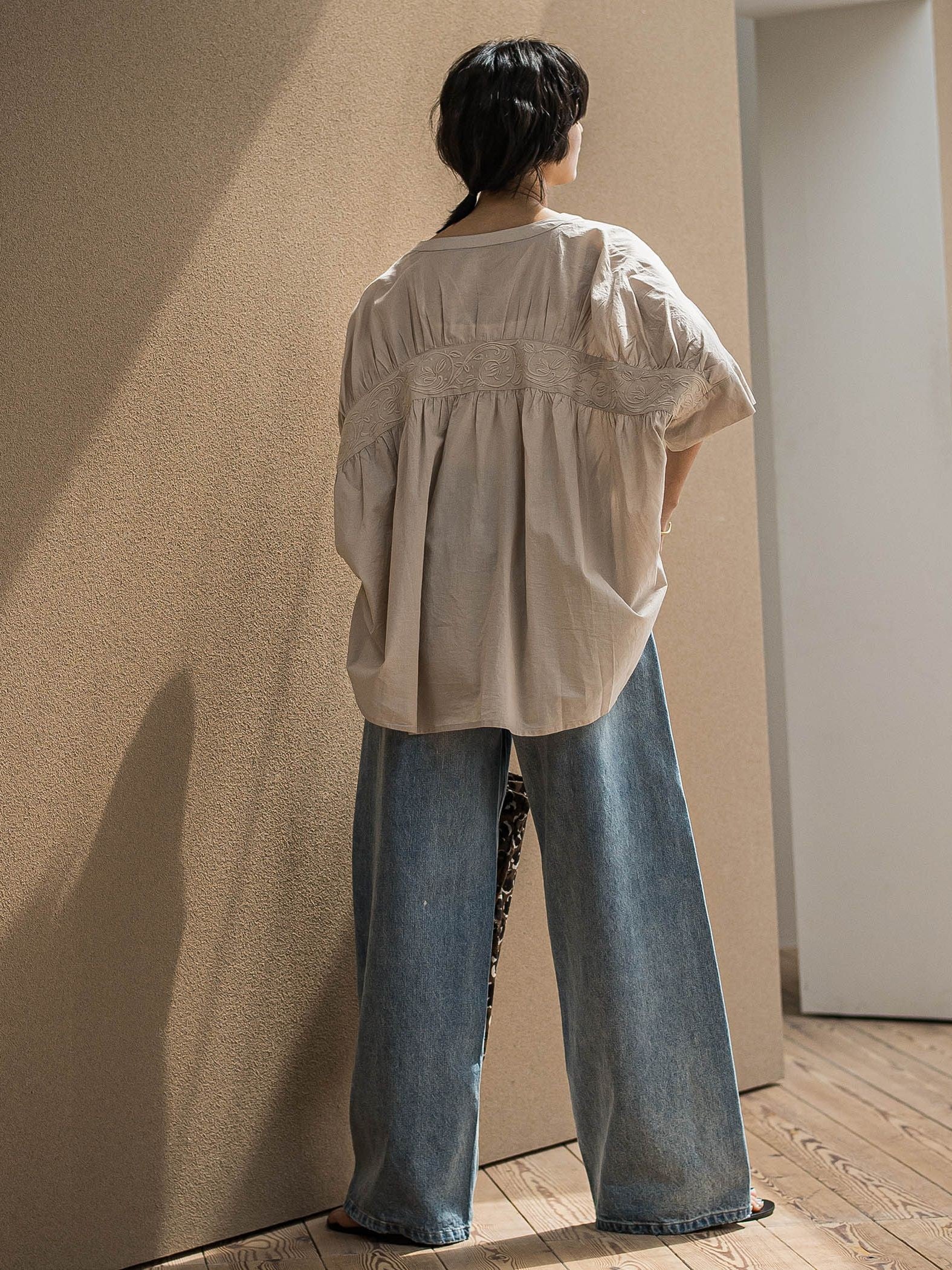 デニムワイドパンツ≪洗濯機で洗える≫