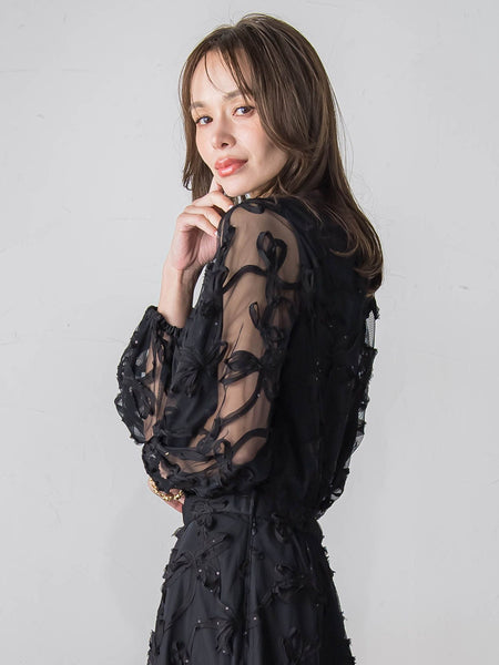 スパンコールテープチュールブラウス