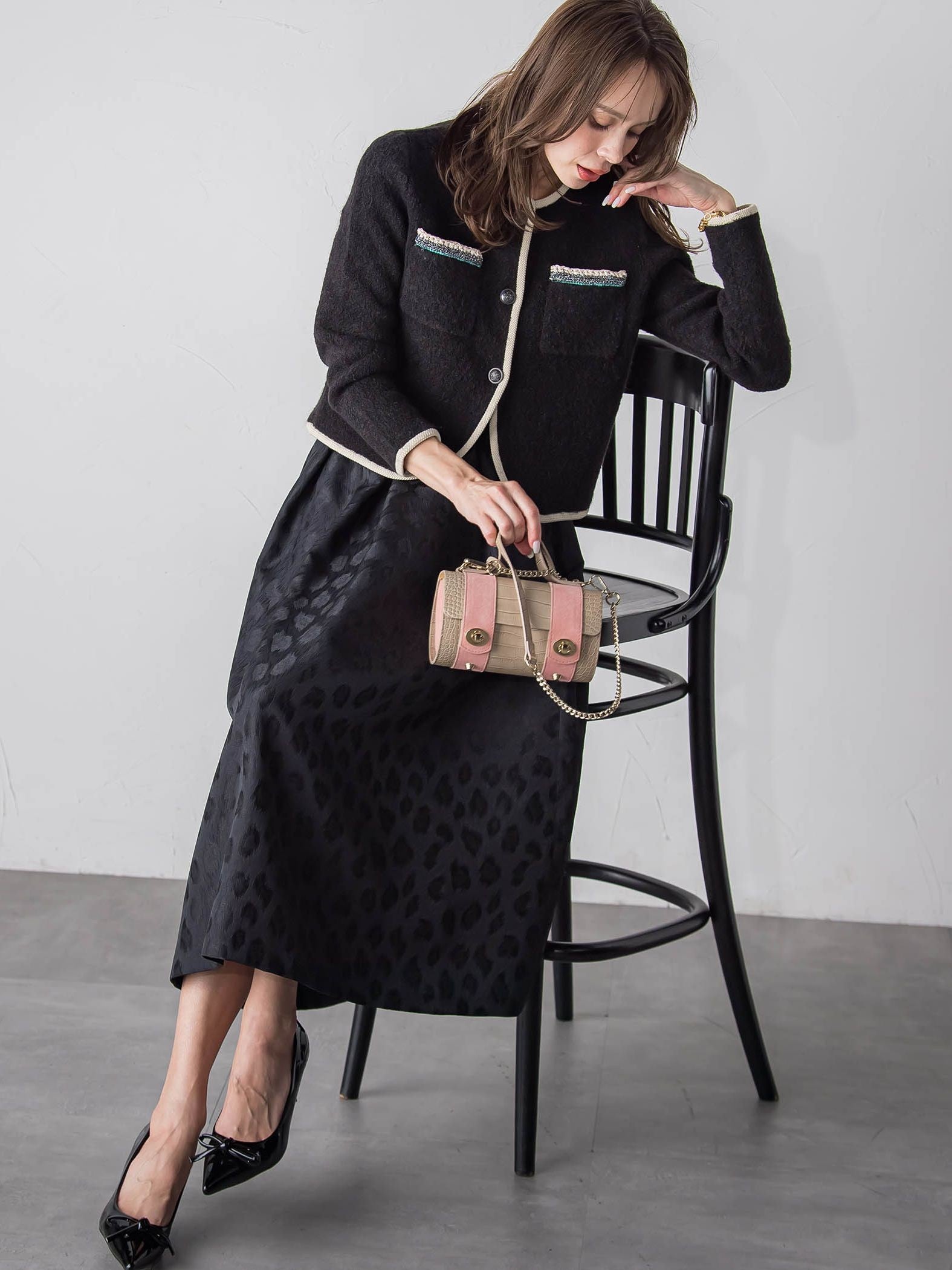 【WEB限定】レオパードジャガードスカート