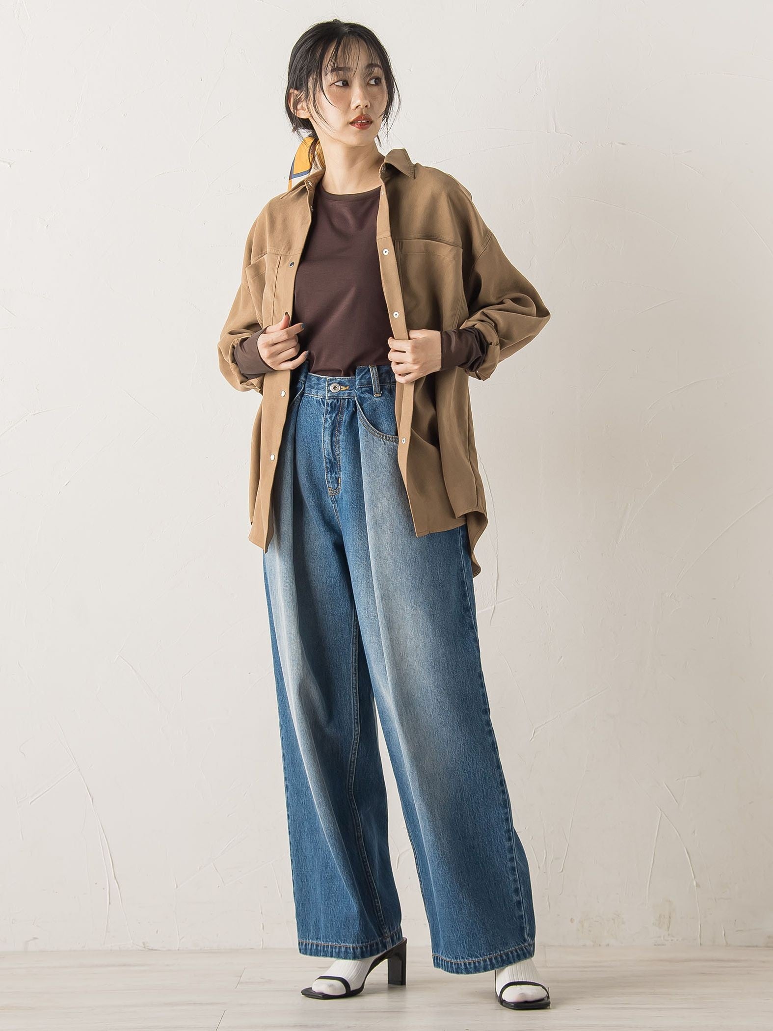 タックデニムパンツ≪洗濯機で洗える≫