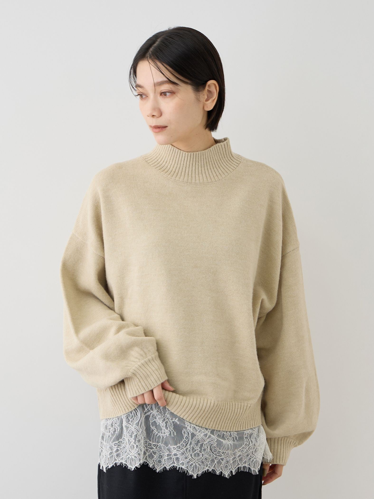アルパカタッチ*レースハイネックPO