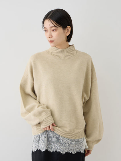 アルパカタッチ*レースハイネックPO