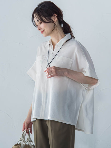 【一部店舗限定販売】ミニマルシャツライクプルオーバー≪手洗い可能≫